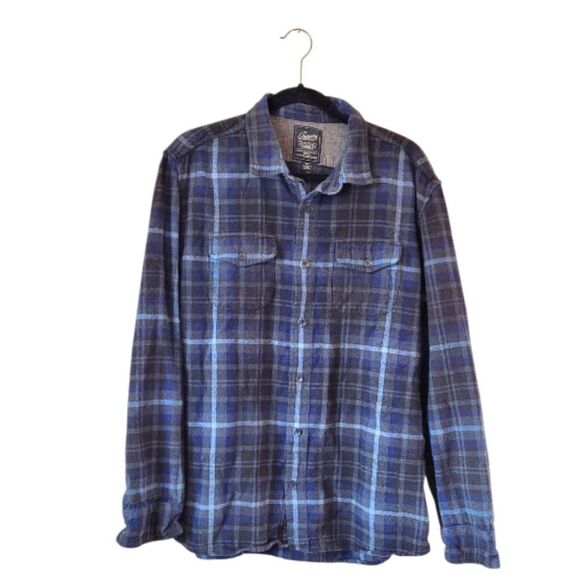 Grayers Navy Blue Plaid Flannel Size Men's XL - Picture 1 of 5